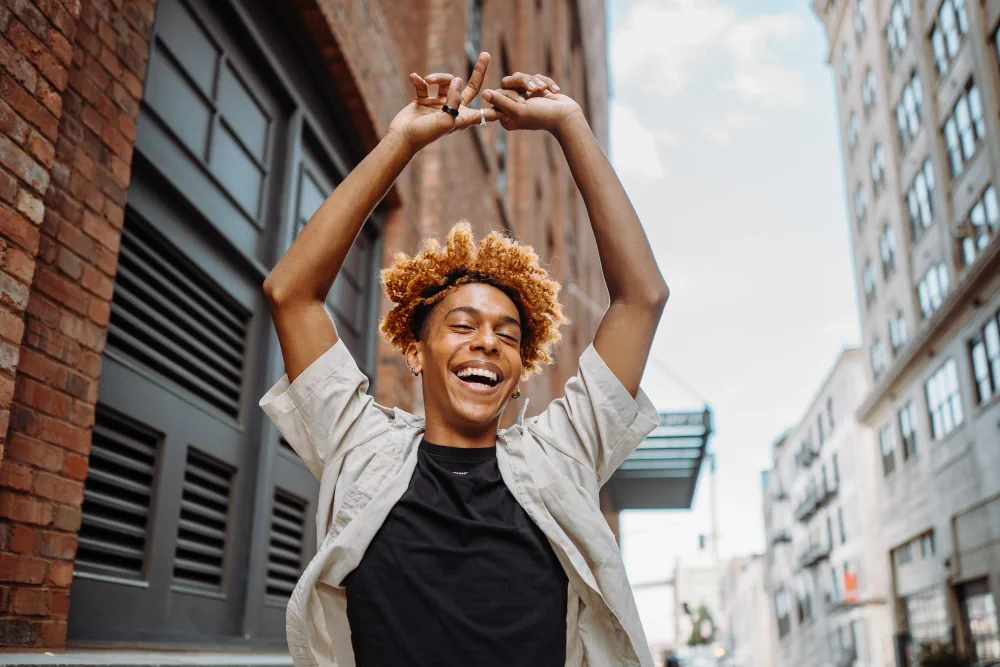 Woman feeling hopeful after beginning her mental health care journey with Solacespring Psychiatry, PLLC